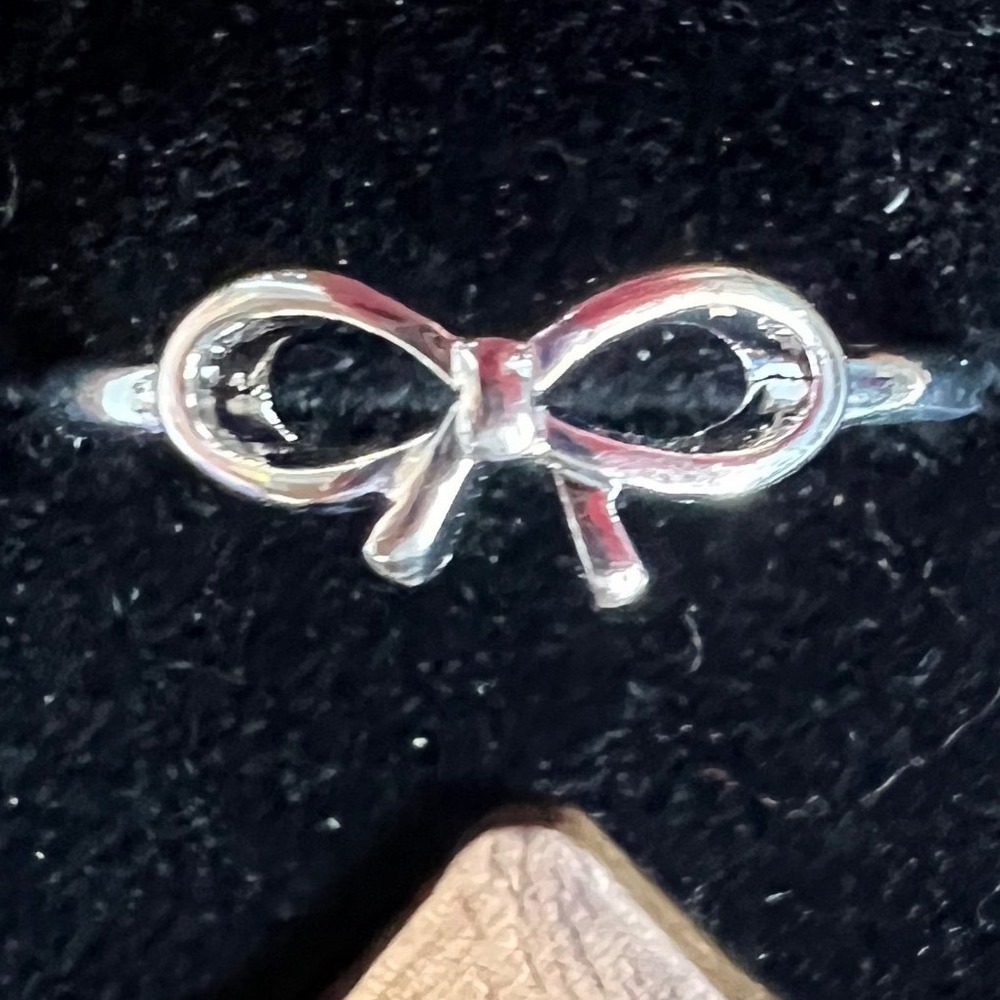 Sterling Silver Bow Ring Polished Ribbon Minimalist Stackable Band